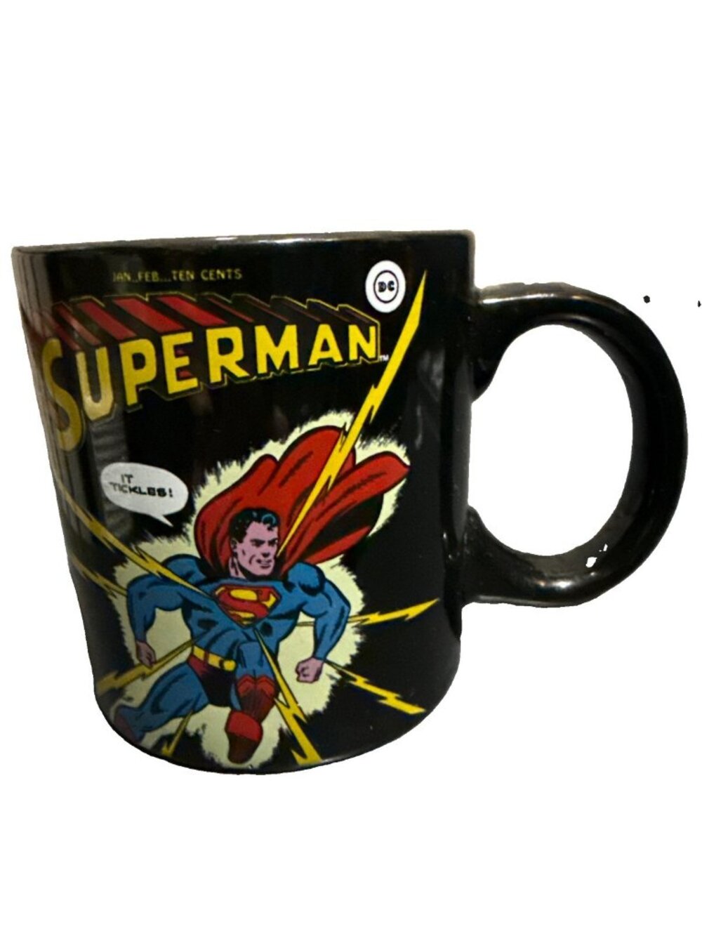 DC Comics Superman Black Ceramic 11 fl oz Coffee Mug w/ Handle, Decorated